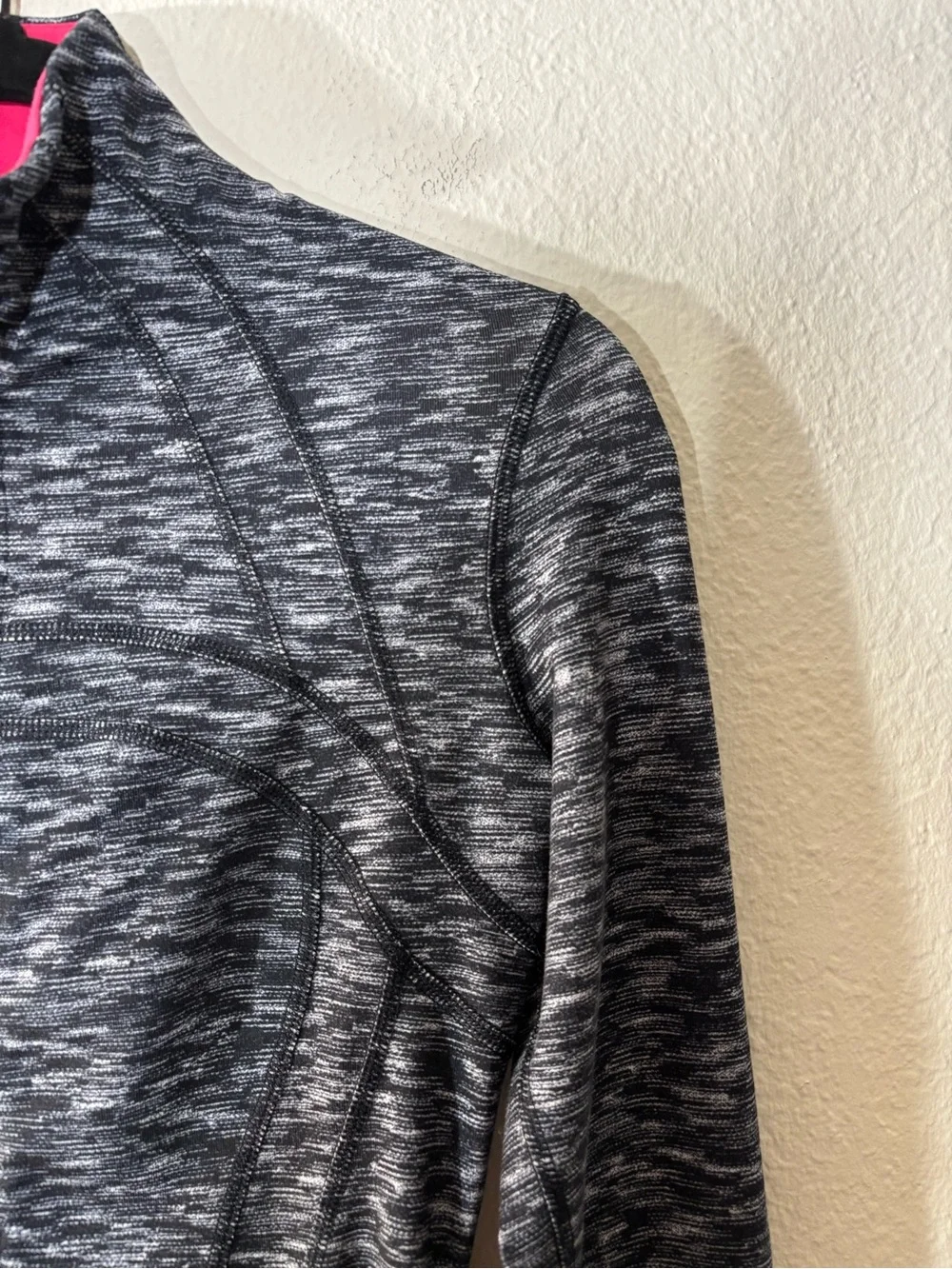 Lululemon Define Jacket Size 4 Black White Space Dye Full Zip Pink Collar